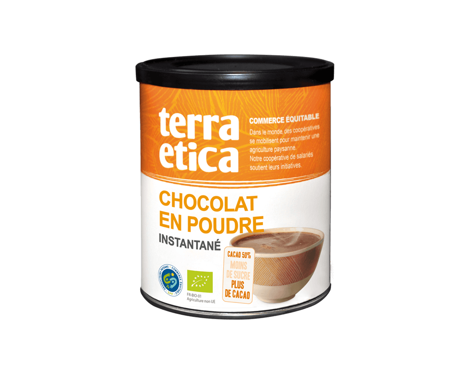 Chocolat en poudre instantané bio et issu du commerce équitable