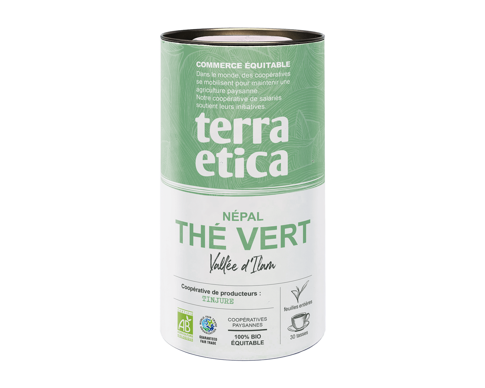 Boite de thé vert bio en vrac du Népal issu du commerce équitable
