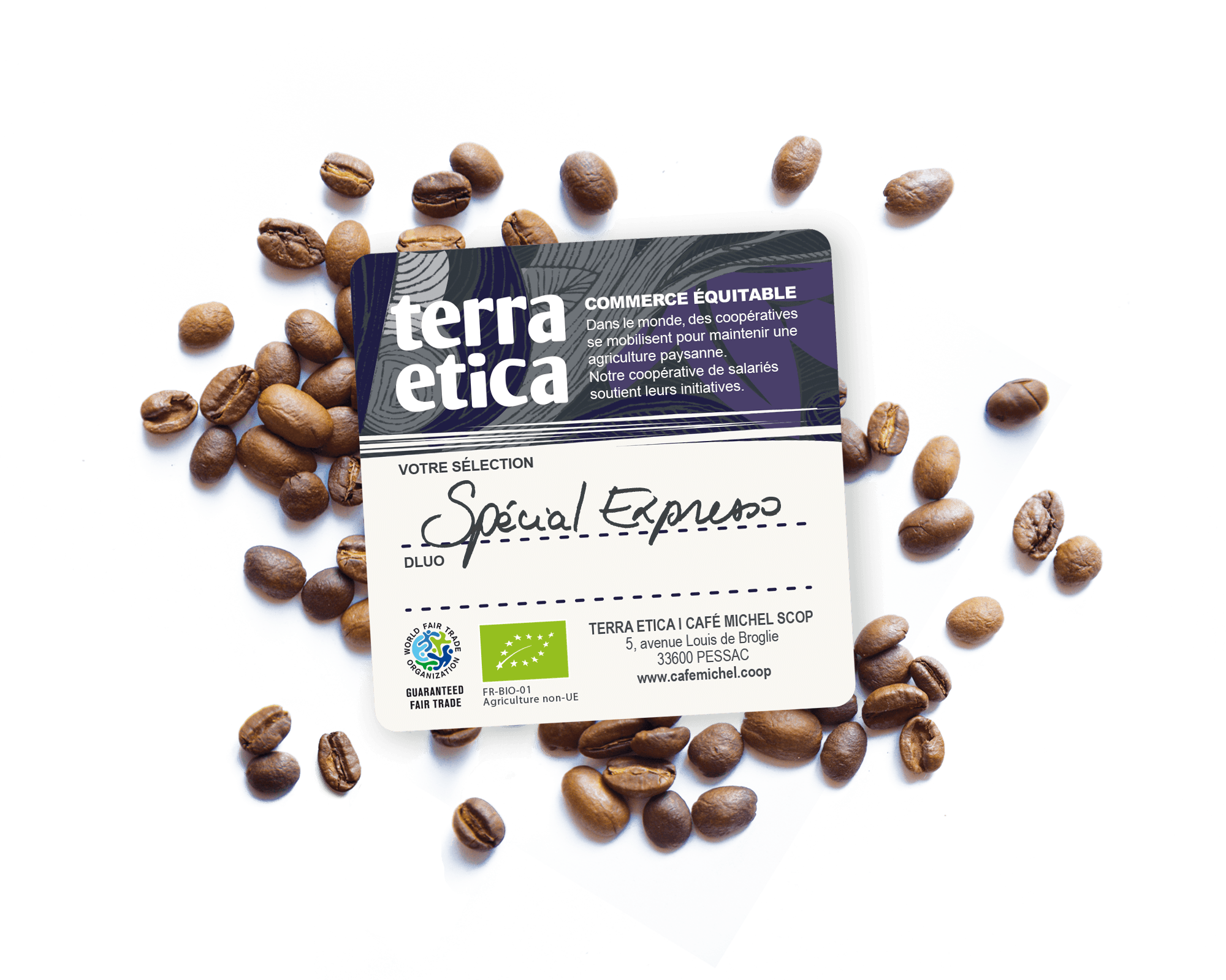 Blend mélange de café arabica et robusta grains Spécial Expresso en vrac bio et équitable - Terra Etica I Café Michel