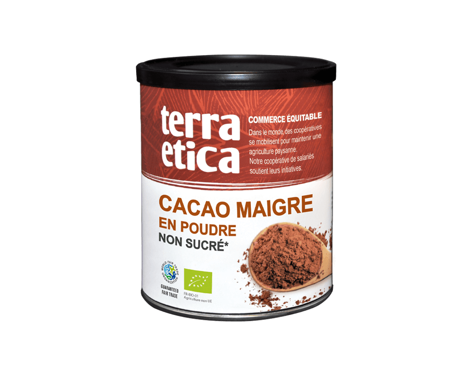 Cacao maigre bio en poudre non sucré non alcanisé issu du Commerce équitable - Terra Etica