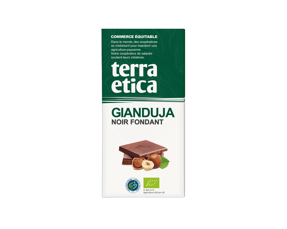 Chocolat Noir Gianduja Chocolat noir Gianduja bio et issu du commerce équitable - Terra Etica
