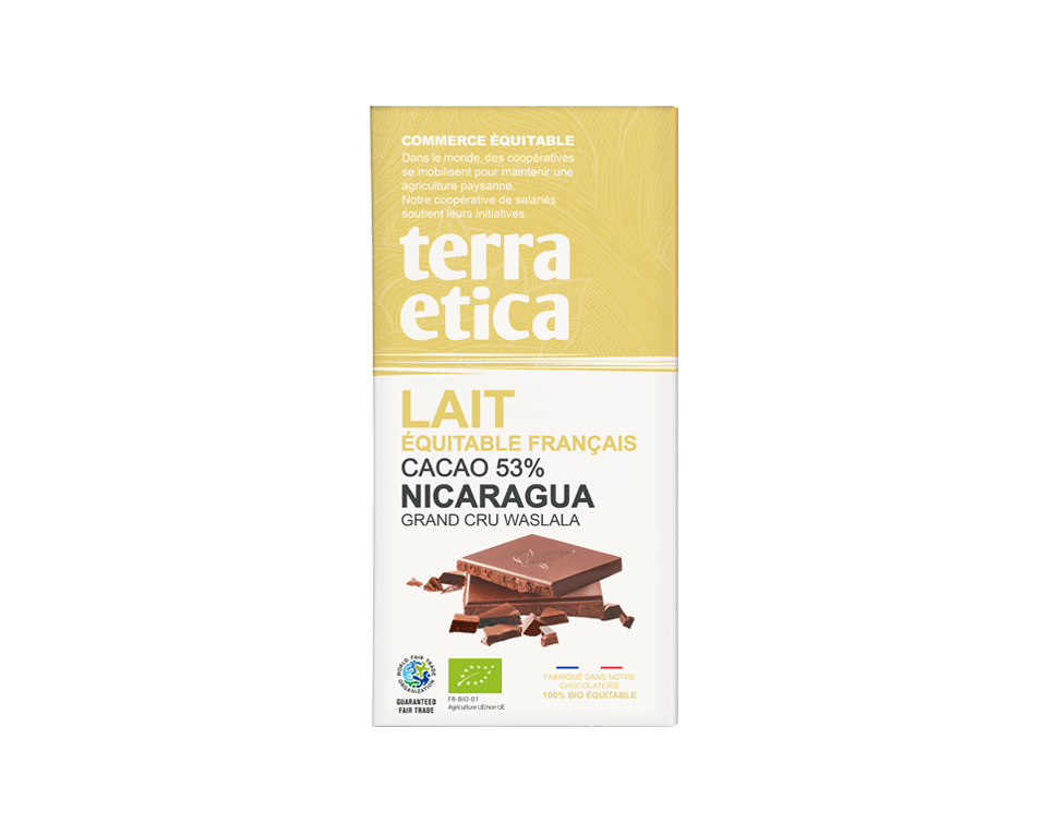 Chocolat au lait 53% de cacao du Nicaragua bio et issu du commerce équitable - Terra Etica