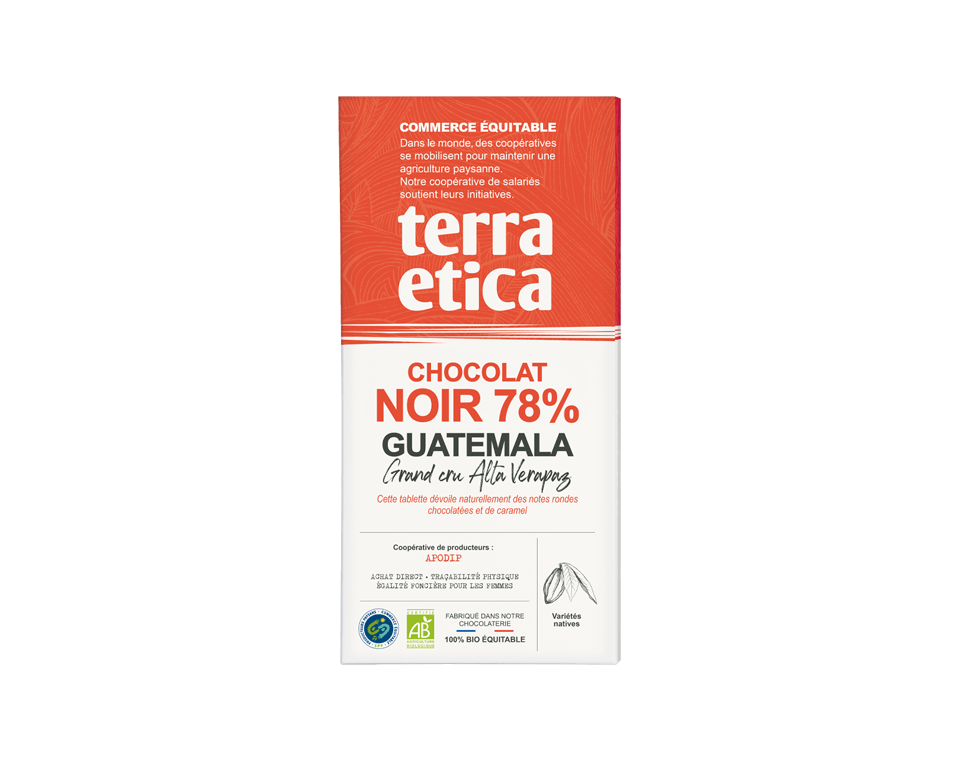 Chocolat Noir bio et équitable 78% cacao du Guatemala I Terra Etica