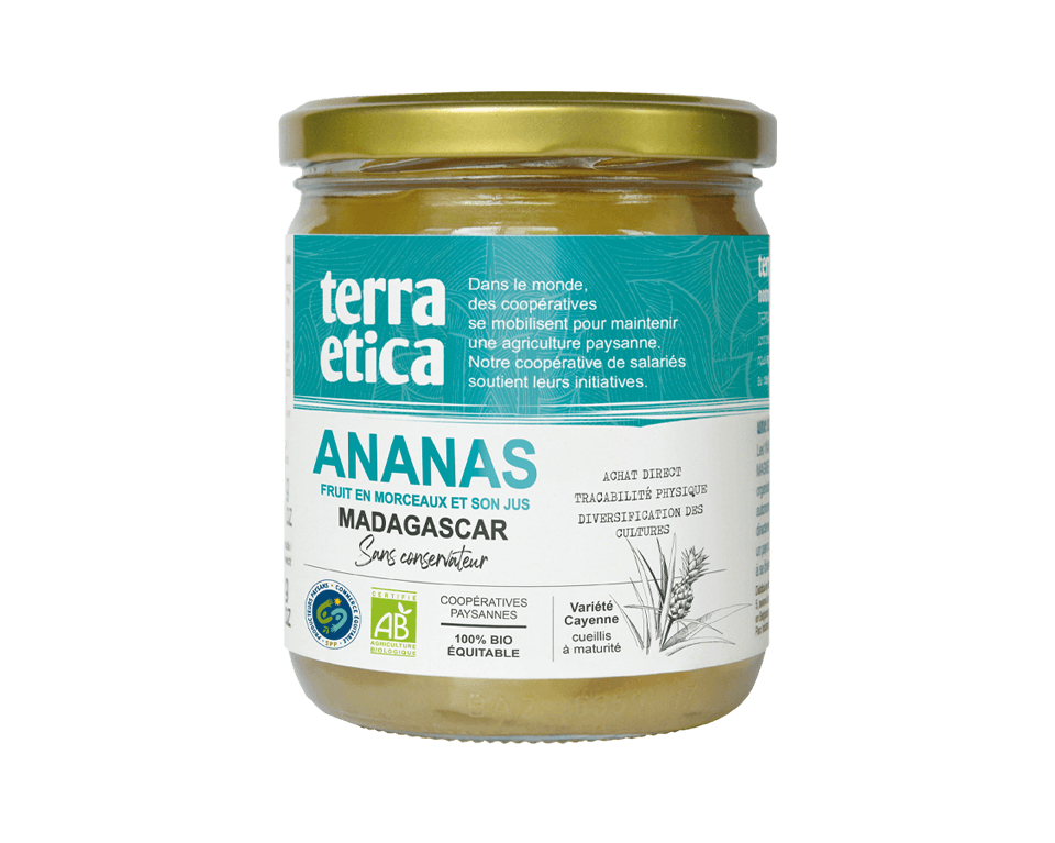 Ananas en morceaux Ananas de Madagascar en morceaux et son jus bio et issu du commerce équitable - Terra Etica