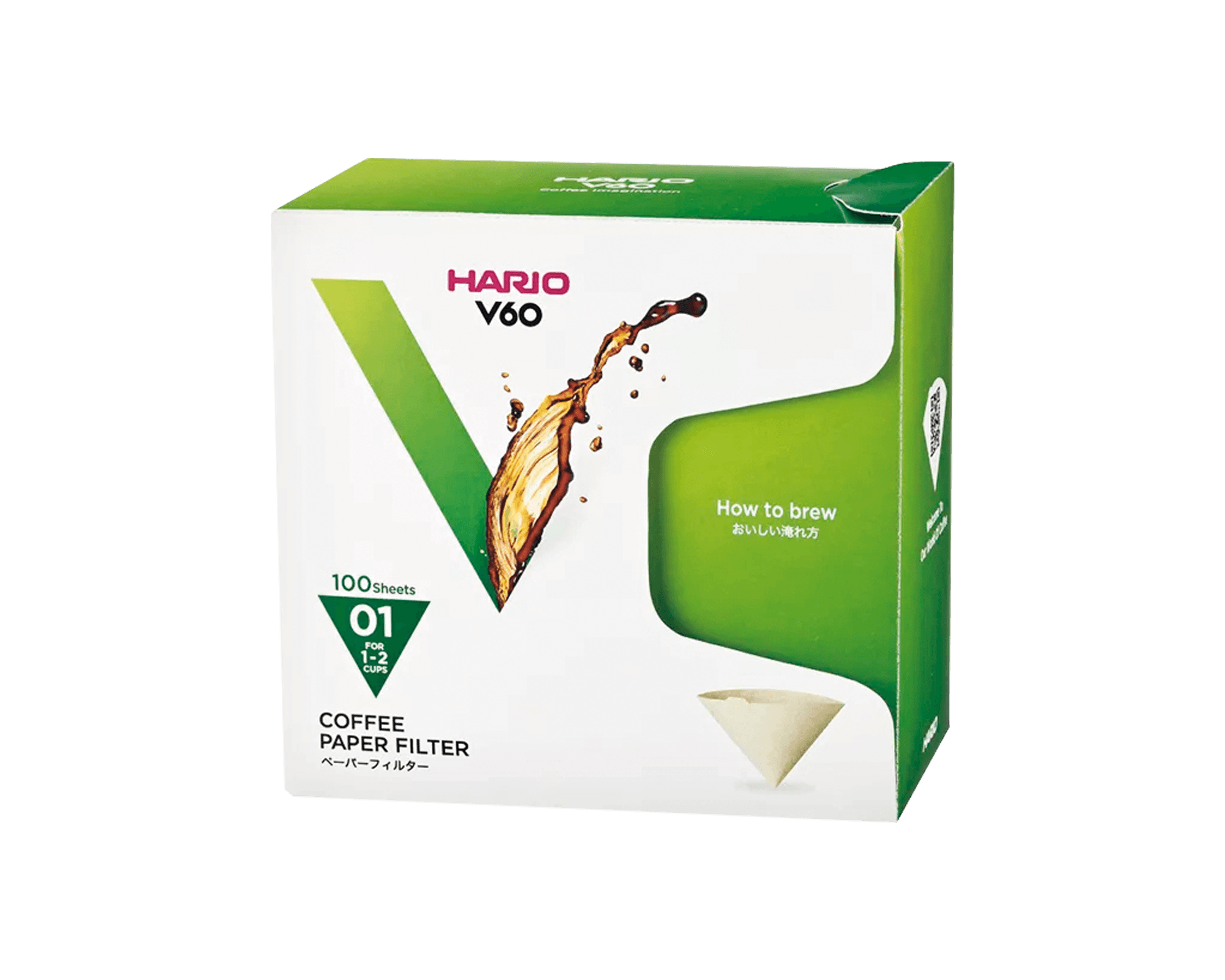 Filtres V60-01 papier naturel - Hario® Filtres café pour Dripper V60 Hario 01, 1 à 2 tasses