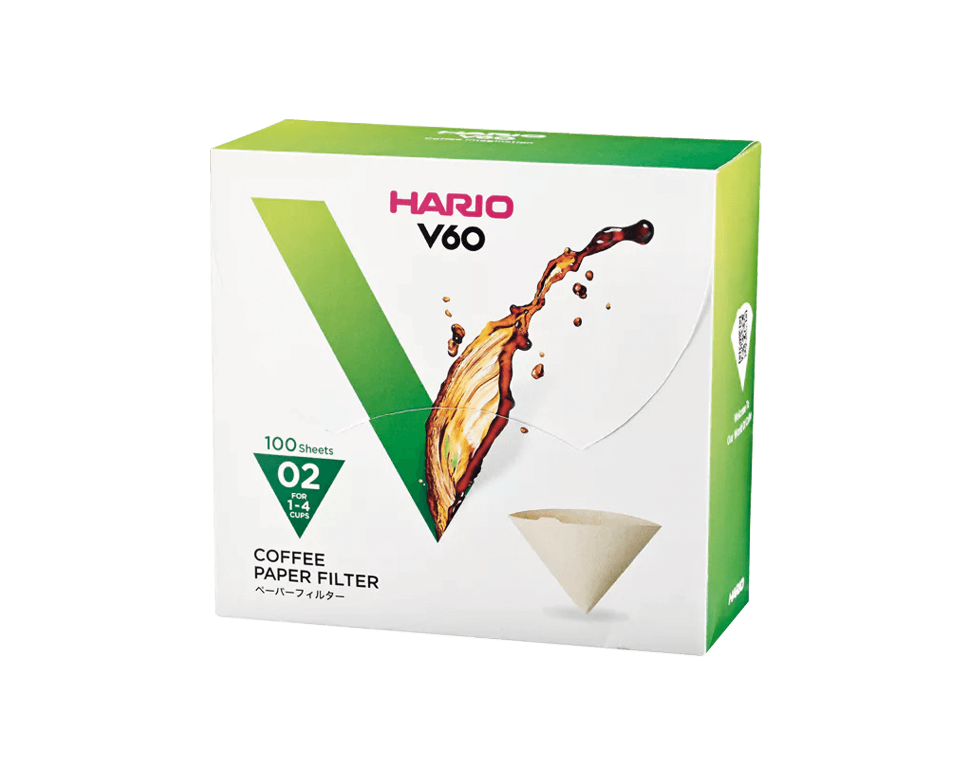 Filtres V60-02 papier naturel - Hario® Filtres en papier naturel pour cafetière V60-02 de Hario, 1 à 4 tasses