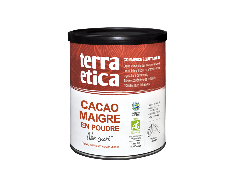 Cacao maigre en poudre Cacao maigre bio en poudre non sucré non alcanisé issu du Commerce équitable - Terra Etica